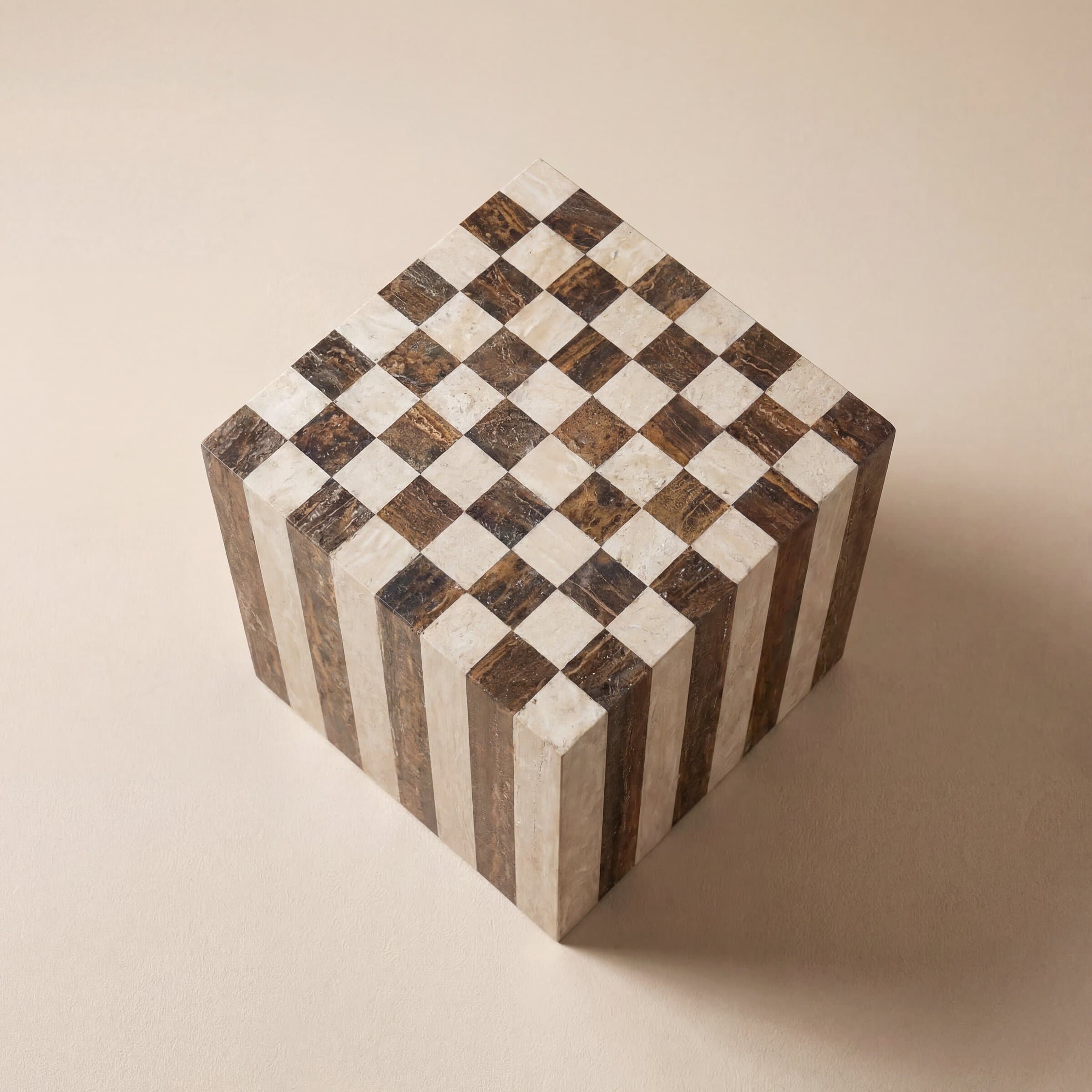 Checkmate Side Table — Tiramisu & Brown Travertine view 4
