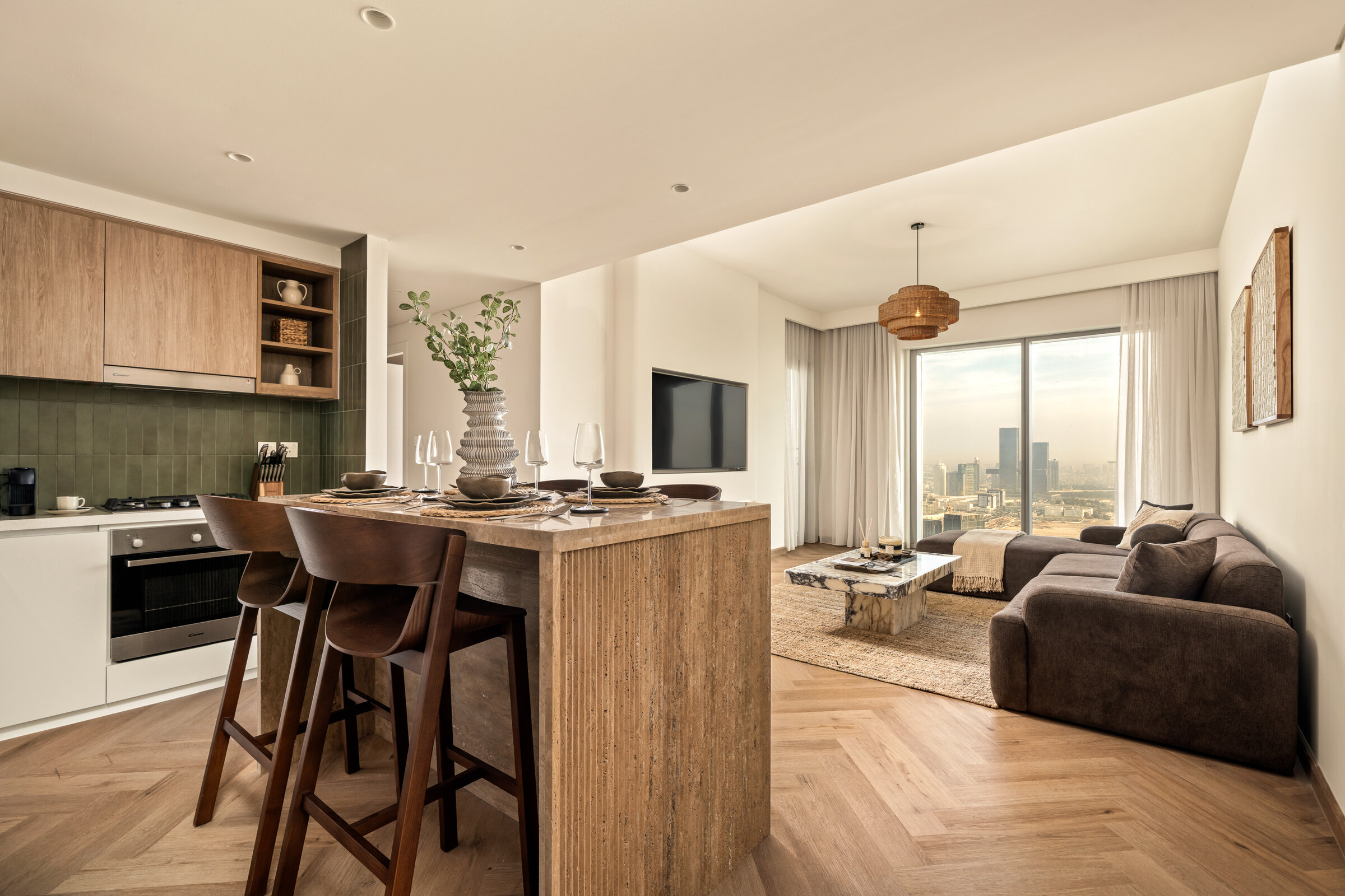 Dune Kitchen Island in Travertine at Seraya Residence 43