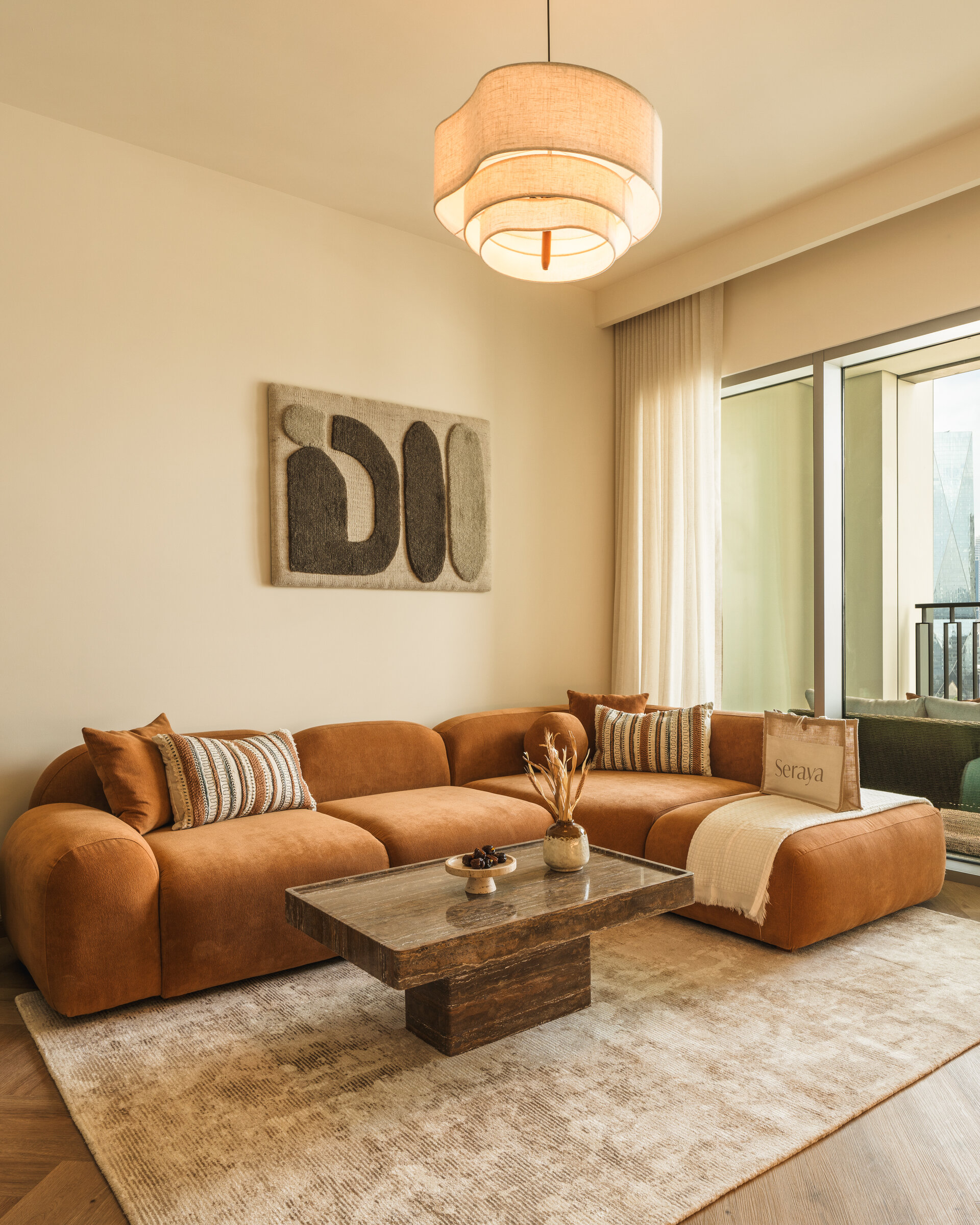 Solace Coffee Table in Travertine at Seraya Residence 50