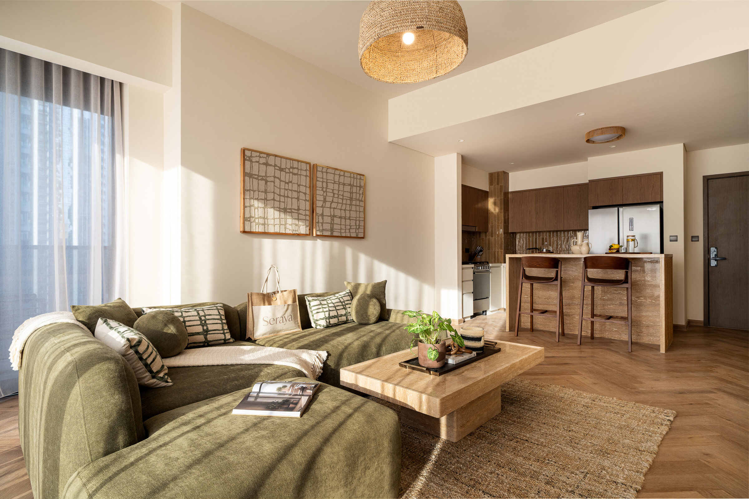 Solace Coffee Table in Travertine at Seraya Residence 41