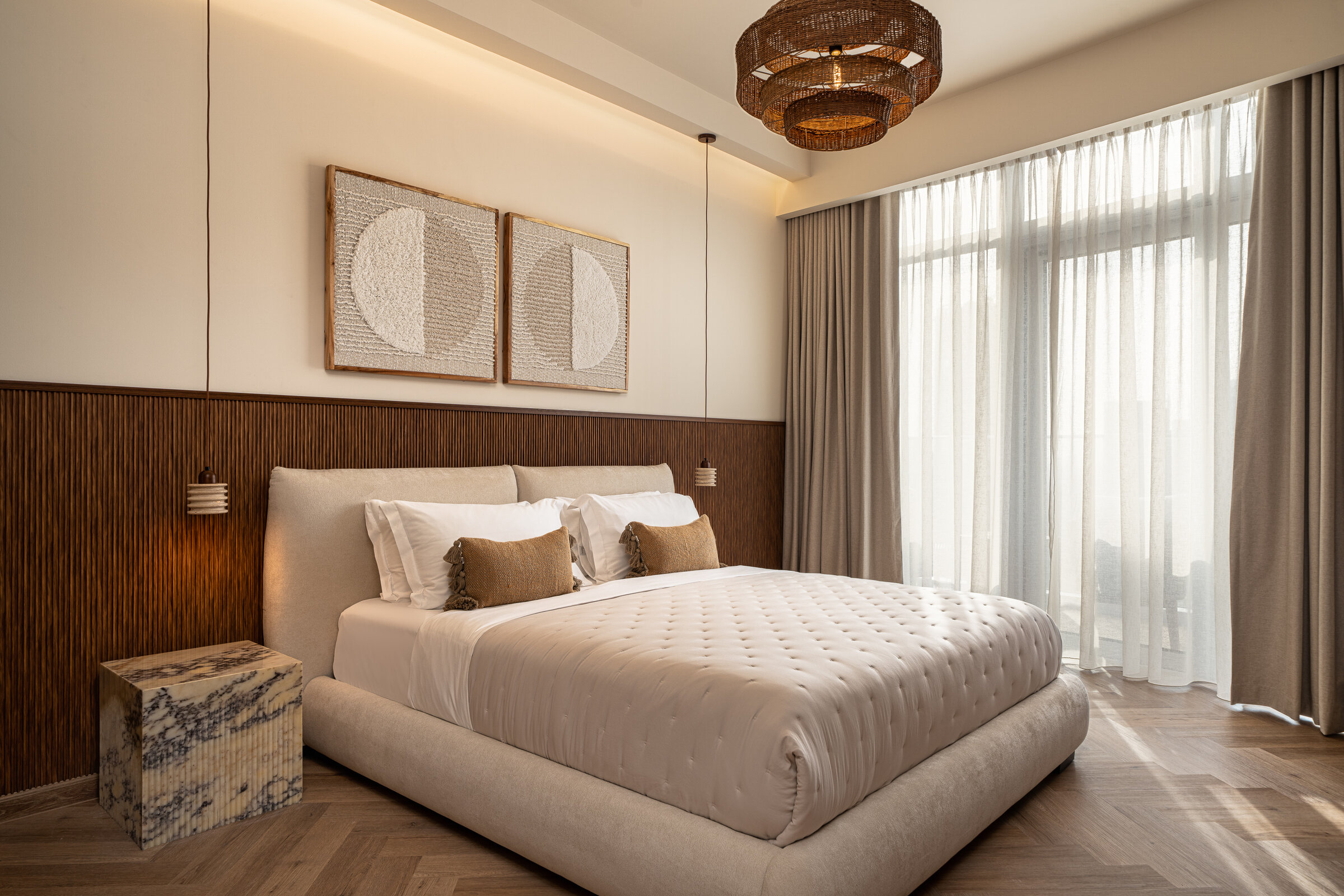 Relic Side Table in Travertine at Seraya Residence 46