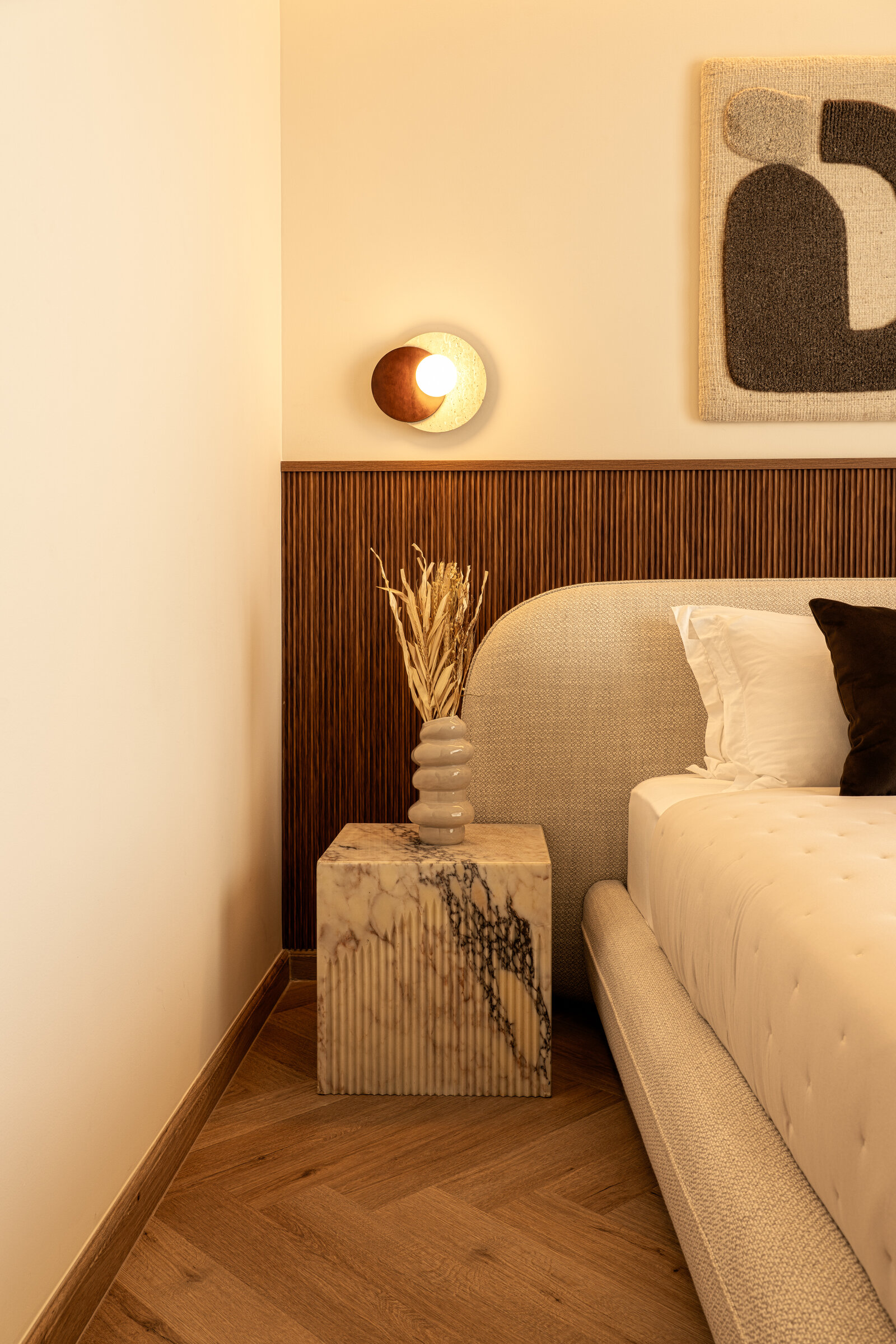 Relic Side Table in Travertine at Seraya Residence 47