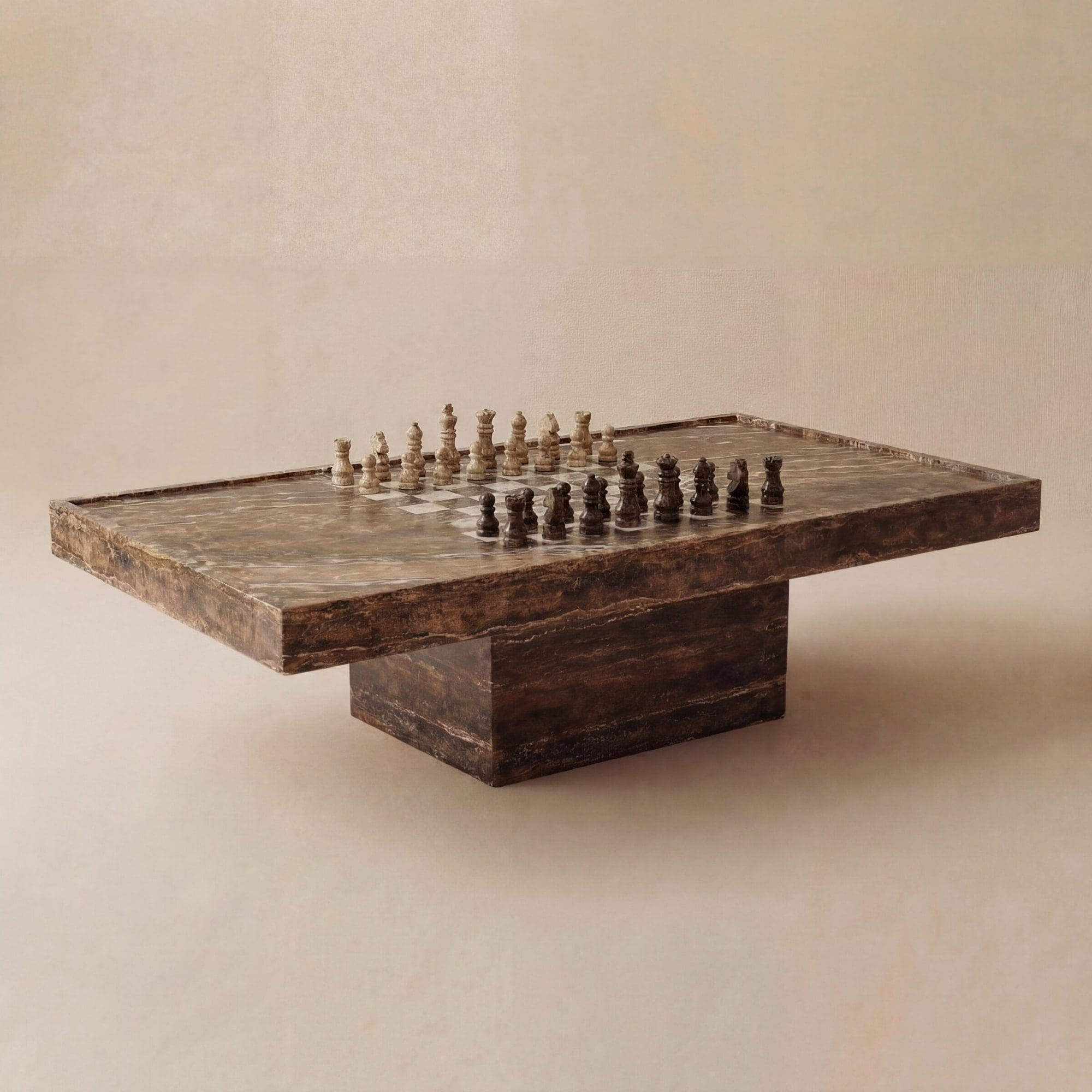Solace Gambit Coffee Table — Brown Travertine