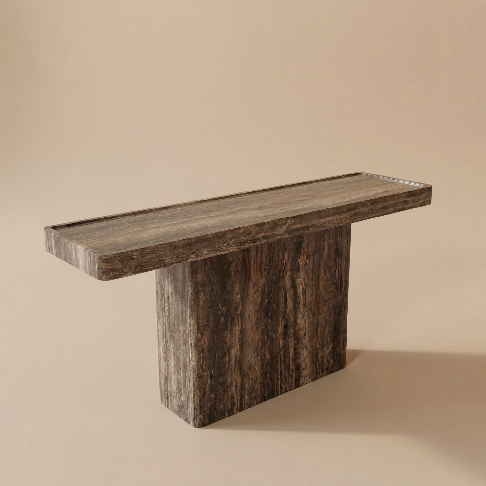 Volta Console — Brown Travertine